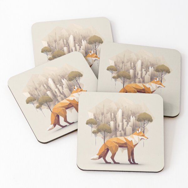 Item preview, polygonal fox with forest aesthetic designed and sold by Makoto-Styl.