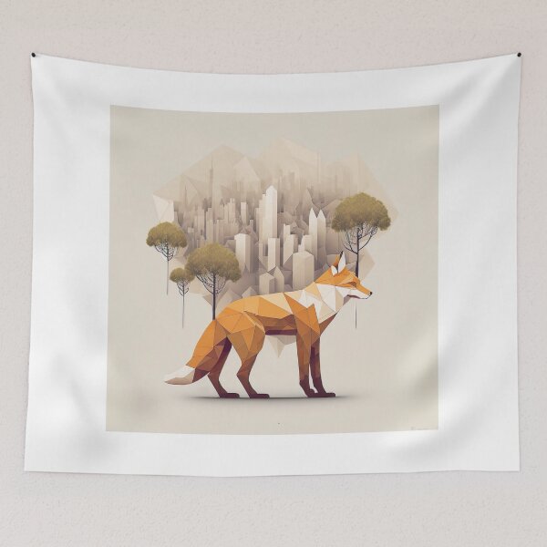 Item preview, polygonal fox with forest aesthetic designed and sold by Makoto-Styl.