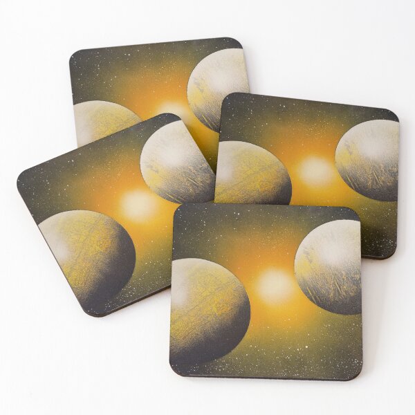 Item preview, Spray paint art yellow planets with glow designed and sold by WoodRocksArt.