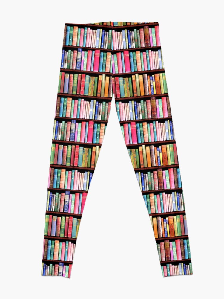 Thumbnail 4 of 5, Leggings, Bookworm Antique book library, vintage book shelf designed and sold by MagentaRose.