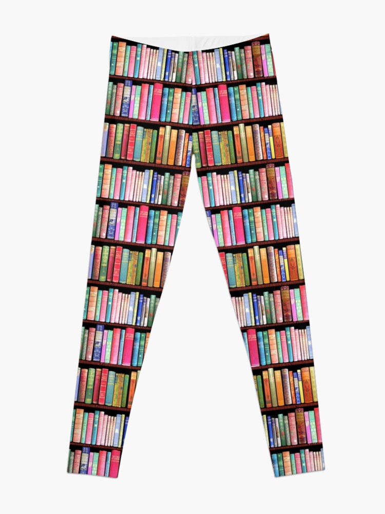 Thumbnail 3 of 5, Leggings, Bookworm Antique book library, vintage book shelf designed and sold by MagentaRose.