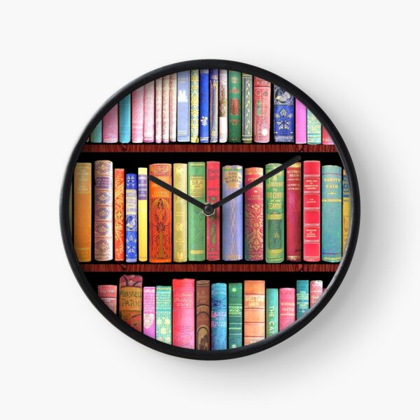 Bookworm Antique book library, vintage book shelf Clock