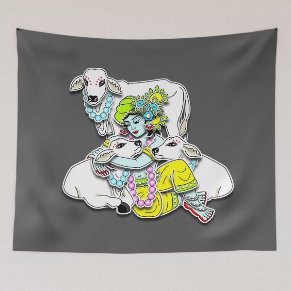 Item preview, Sri Krishna with cows designed and sold by GundicaArt.