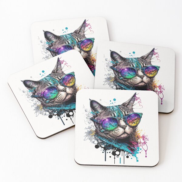 Item preview, Copy of Trippy psychedelic cat wearing sunglasses designed and sold by vladology.