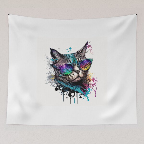Item preview, Copy of Trippy psychedelic cat wearing sunglasses designed and sold by vladology.