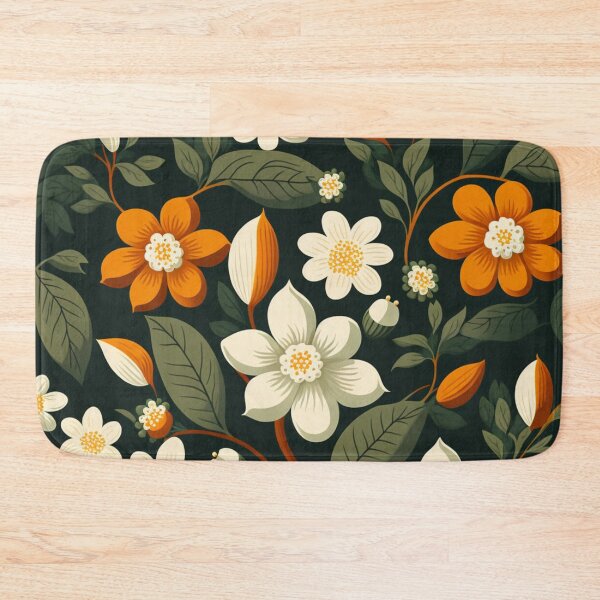 Item preview, Vintage looking flowers in cream and orange with green leaves. designed and sold by liana campbell.