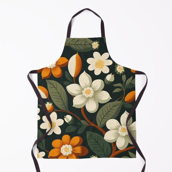 Item preview, Vintage looking flowers in cream and orange with green leaves. designed and sold by liana campbell.