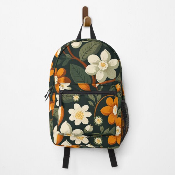 Item preview, Vintage looking flowers in cream and orange with green leaves. designed and sold by liana campbell.