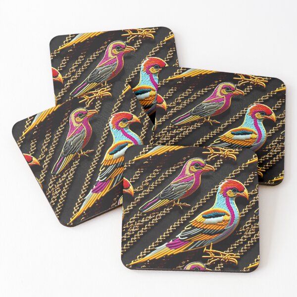 Item preview, Everybirdy golder birds pattern embroidered 07_S60 designed and sold by CreArtorium.