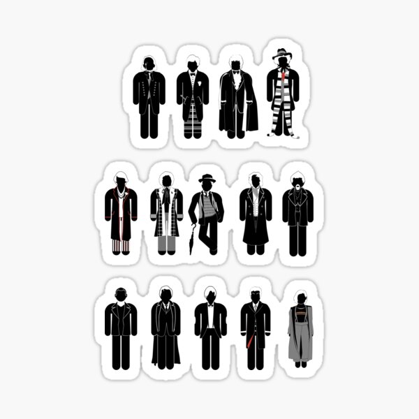All 14 Doctor Whos (including the War Doctor) Sticker