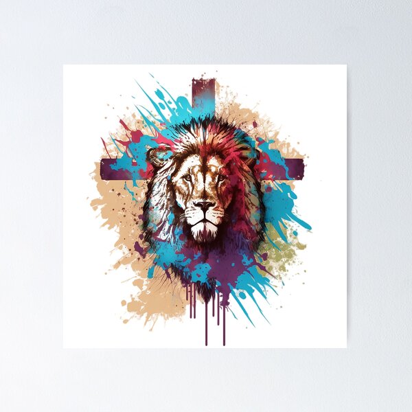 Item preview, Lion Cross Colorful Drawing #2 designed and sold by ArtShanth.