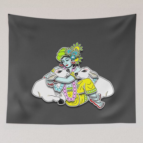 Item preview, Sri Krishna with cows designed and sold by GundicaArt.