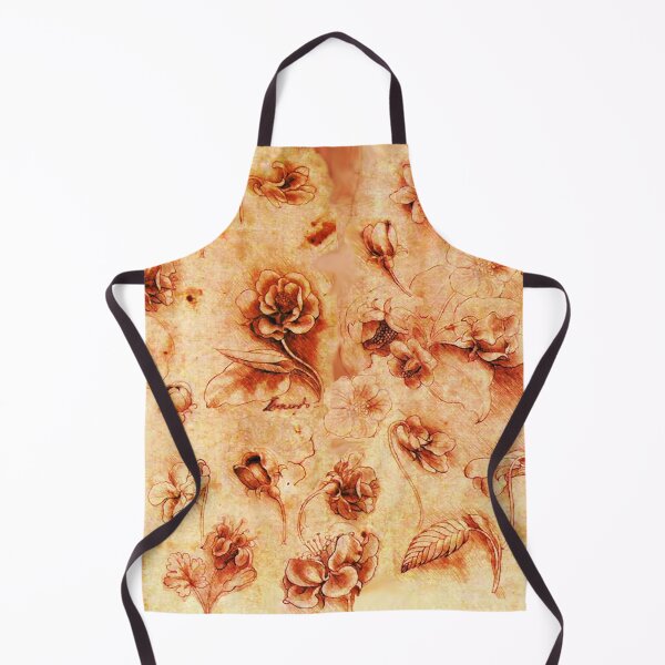 Item preview, STUDY OF FLOWERS IN ANTIQUE BROWN SEPIA Leonardo Da Vinci Drawings designed and sold by BulganLumini.