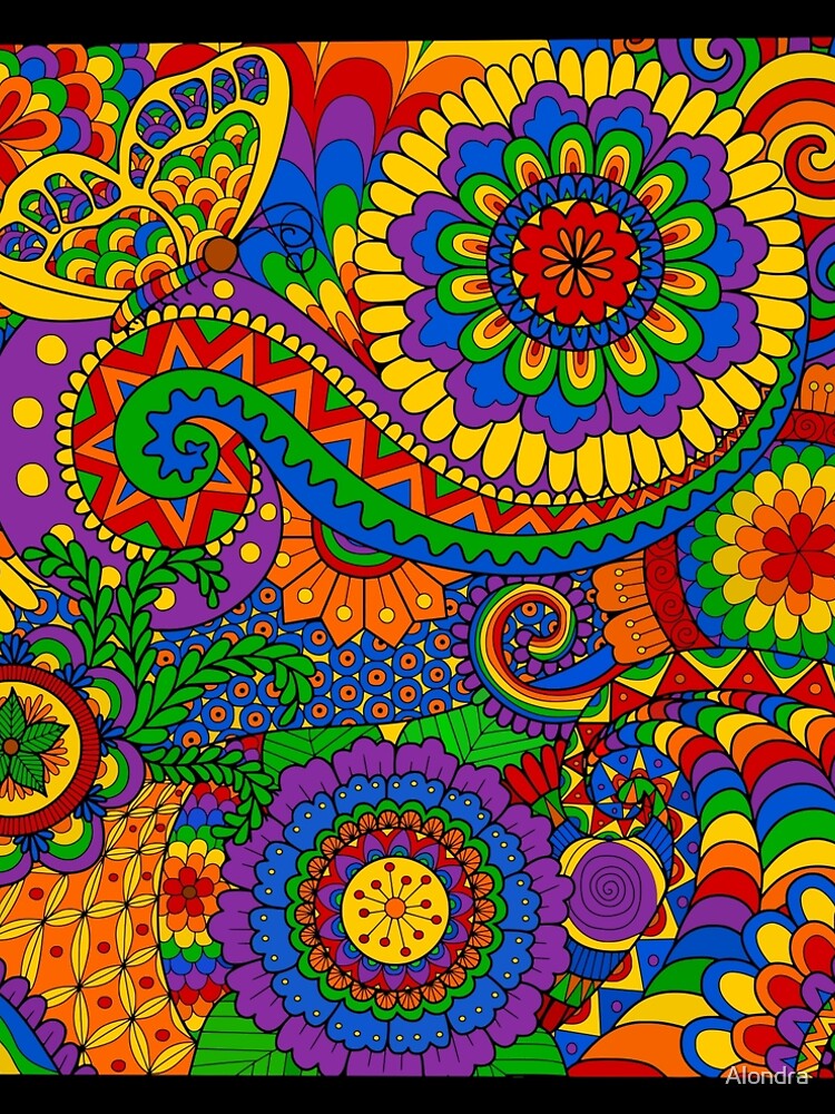 Happy Hippy Psychedelic Rainbow Design by Alondra