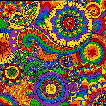 Happy Hippy Psychedelic Rainbow Design Art Board Print for Sale by Alondra