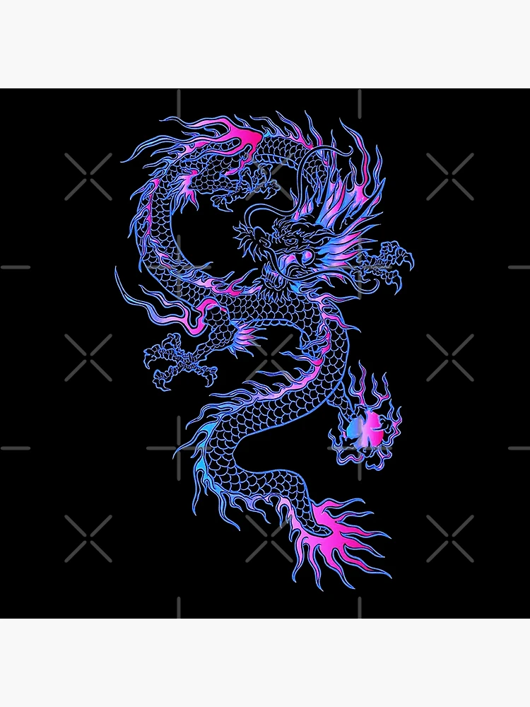 Traditional Blue Neon Japanese Dragon Tattoo