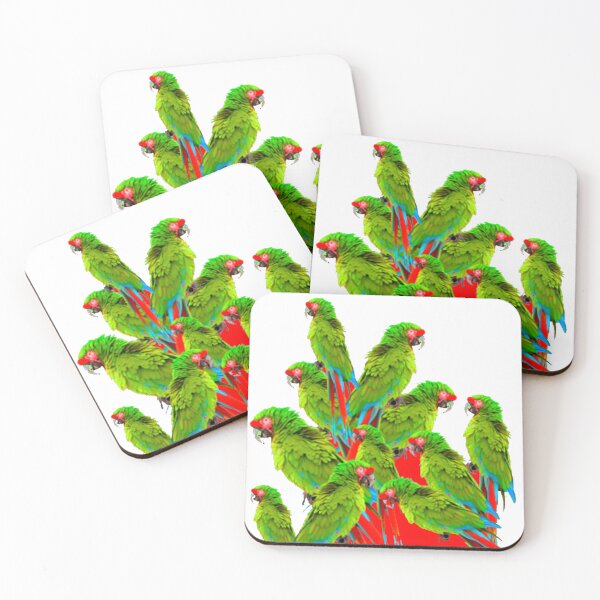 Item preview, ABSTRACT TROPICAL GREEN MACAWS RED-WHITE ART designed and sold by sharlesart.