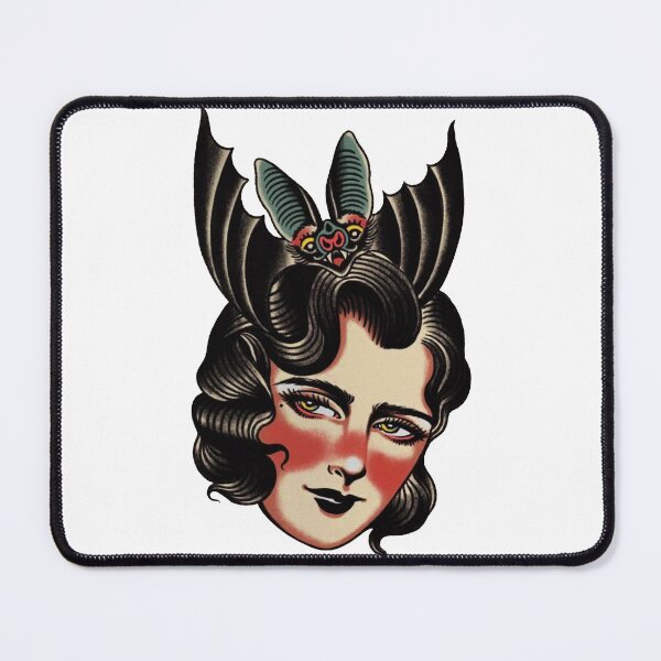 Item preview, Traditional Beautiful Vampire and Scary Bat Tattoo designed and sold by Cesar Caligula.