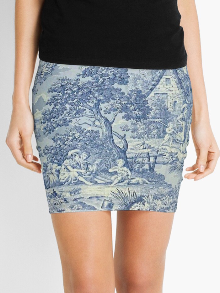 Roya Skirt in Blue Toile de Jouy