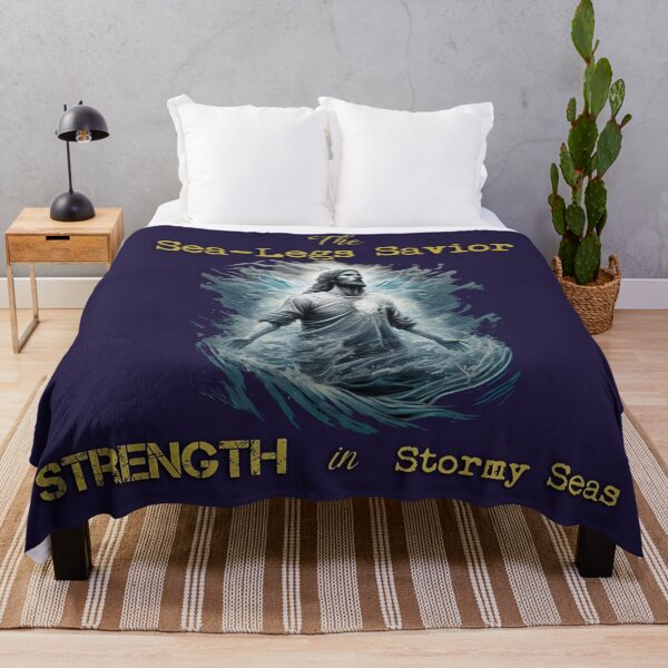 Item preview, Christian Art of Jesus in Stormy Sea - Blue Colors, "The Sea-Legs Savior: A Symbol of Courage in the Face of Adversity designed and sold by Art4Christ.