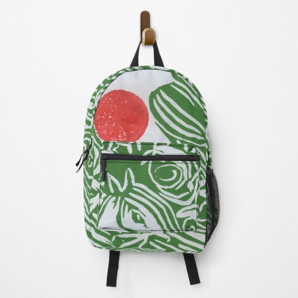 Item preview, El petirrojo canta en invierno - Green Lino Cut Print designed and sold by LymphomaLass.