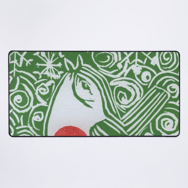 Item preview, The Robin Sings in Winter - Green Lino Cut Print designed and sold by LymphomaLass.