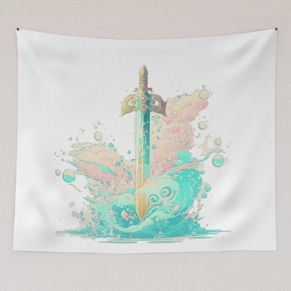 Item preview, Water element sword, Game art, RPG, pastel color art designed and sold by Daimonxart.