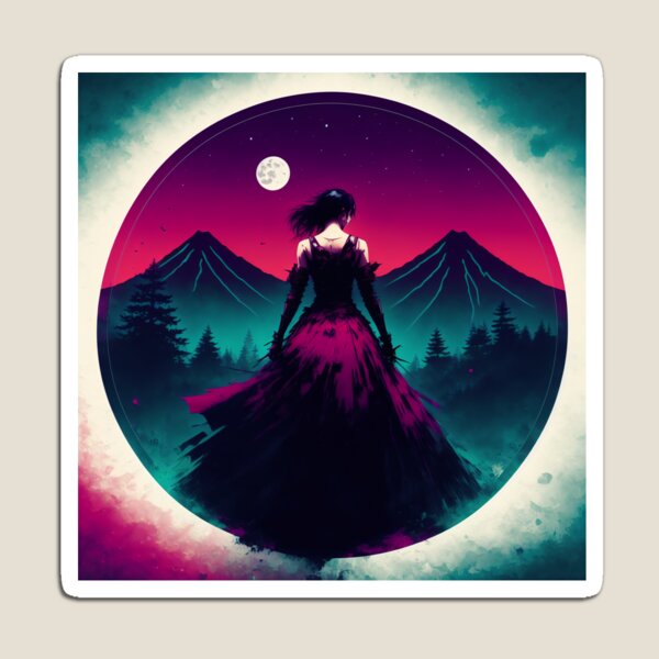 Artikelvorschau, "Blood Night Woman" - 2D-Originalvorlage einer Frau in einem Kleid in einer roten Nacht entworfen und verkauft von AlePosters.