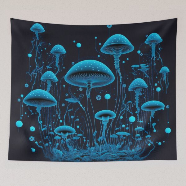 Item preview, Underwater Illuminations: Blue Glow Mushrooms designed and sold by forwardthinker.