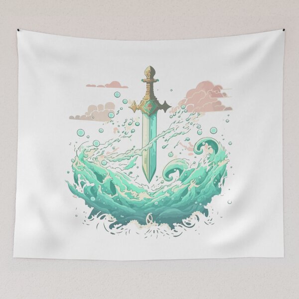 Item preview, Water element sword 3, Game art, RPG, pastel color art designed and sold by Daimonxart.