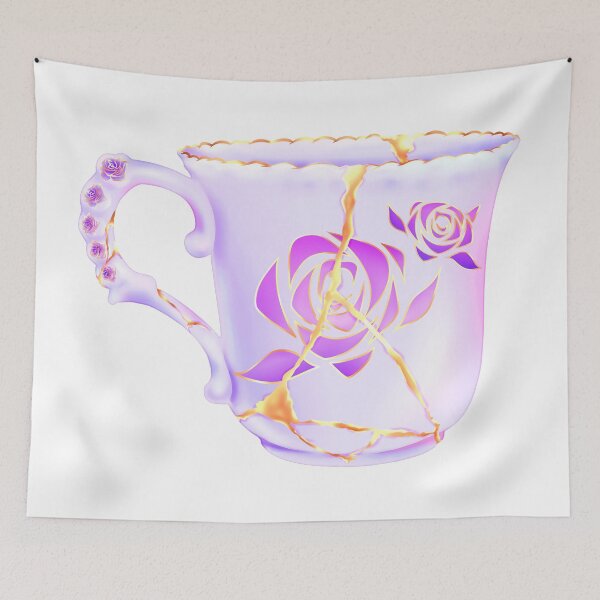 Item preview, Purple Rose Kintsugi Teacup designed and sold by LollyBeeArt.