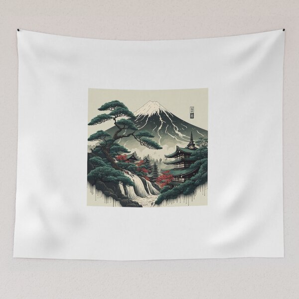 Artikelvorschau, Japanischer Old Mountain Ukiyoe-Kunstwasserfall entworfen und verkauft von Makoto-Styl.