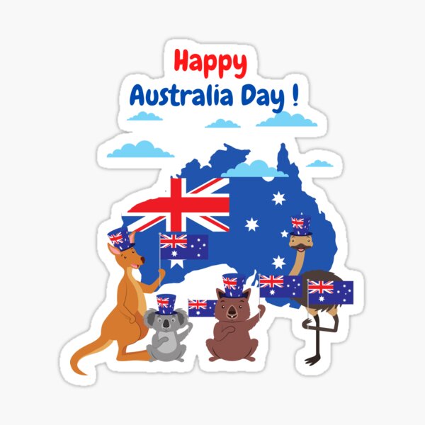 Item preview, Happy Australia Day! Funny Animals ,red and blue letters designed and sold by creatediscount.