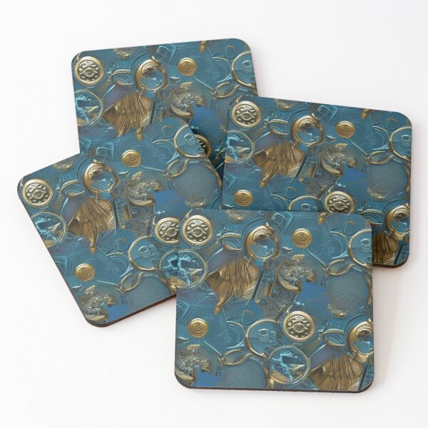 Item preview, Pattern, Coins Blue Water Oxidation Gold Silver and Copper designed and sold by Canadamarsworks.