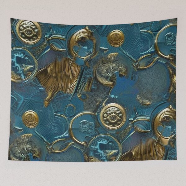 Item preview, Pattern, Coins Blue Water Oxidation Gold Silver and Copper designed and sold by Canadamarsworks.