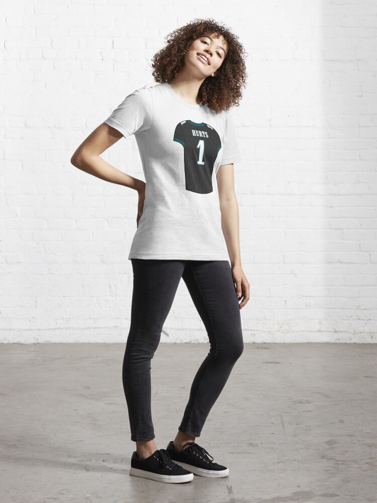Jalen Hurts Philadelphia Eagles Women's Black Name & Number Logo Slim Fit  Long Sleeve T-Shirt 