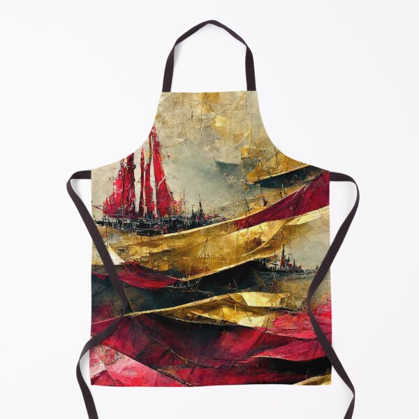 Item preview, Abstract ships over the sea of ruby and gold designed and sold by Michael Bollin.