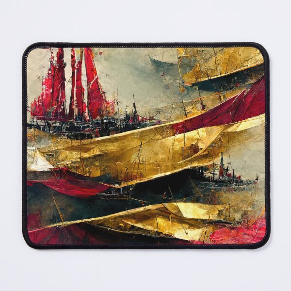Item preview, Abstract ships over the sea of ruby and gold designed and sold by Michael Bollin.