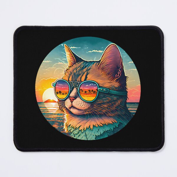 Item preview, Sunset Cat | Vintage Kitty | Summer Cat | Beach Cat designed and sold by CosmicLoots.