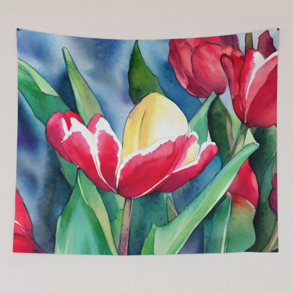 Item preview, African Tuliptree Blossom Hawai'i Original Watercolor Landscape Art designed and sold by viewgraphics.