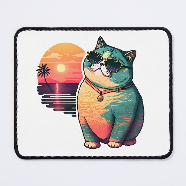 Item preview, Sunset Chonky Cat | Vintage Kitty Cat | Summer Cat | Beach Cat designed and sold by CosmicLoots.