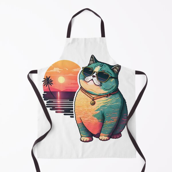 Item preview, Sunset Chonky Cat | Vintage Kitty Cat | Summer Cat | Beach Cat designed and sold by CosmicLoots.