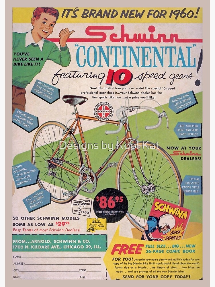 Vintage Schwinn Continental 10 Speed Bicycle Ad