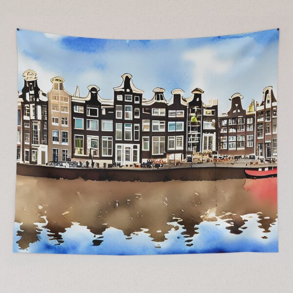 Item preview, Amsterdam Watercolor Art, City Landscape, Amsterdam Artwork designed and sold by viewgraphics.