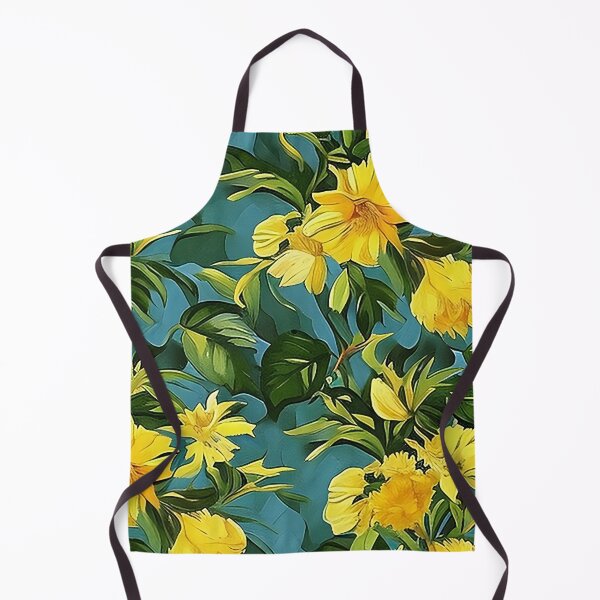 Item preview, Van Gogh Style Yellow Lily Flowers with Blue Green Background Pattern designed and sold by sunflowerlight.