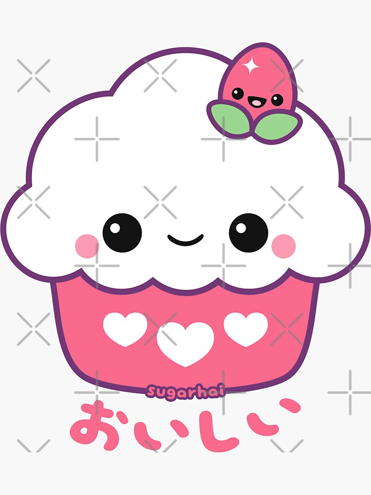 Cute Strawberry Cupcake Sticker For Sale By Sugarhai Redbubble 9505