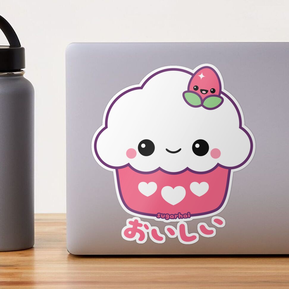 Cute Strawberry Cupcake Sticker for Sale by sugarhai