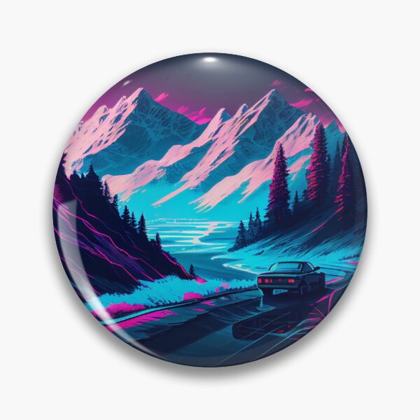 Item preview, A Synthwave Inspired Drive though a Snowcapped Mountain Landscape designed and sold by LukeAiWalker.
