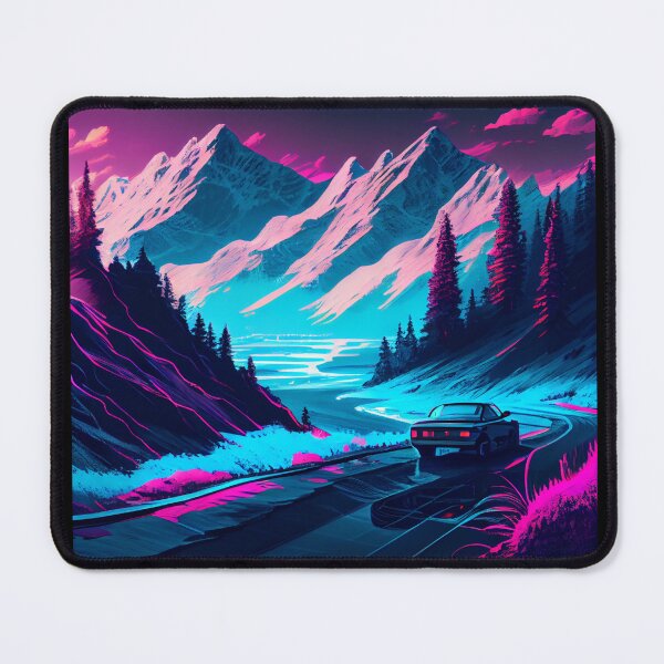 Item preview, A Synthwave Inspired Drive though a Snowcapped Mountain Landscape designed and sold by LukeAiWalker.