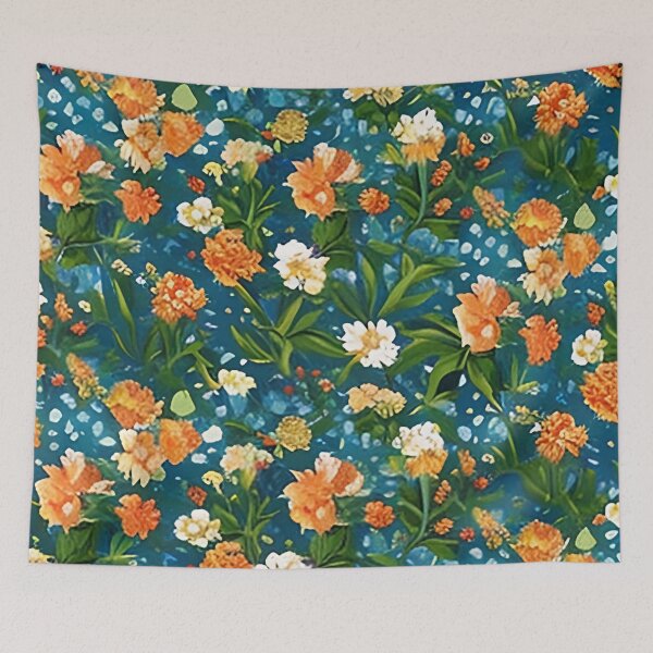Item preview, Summer Flowers and Flower Stem Leaves Van Gogh Style Pattern designed and sold by sunflowerlight.